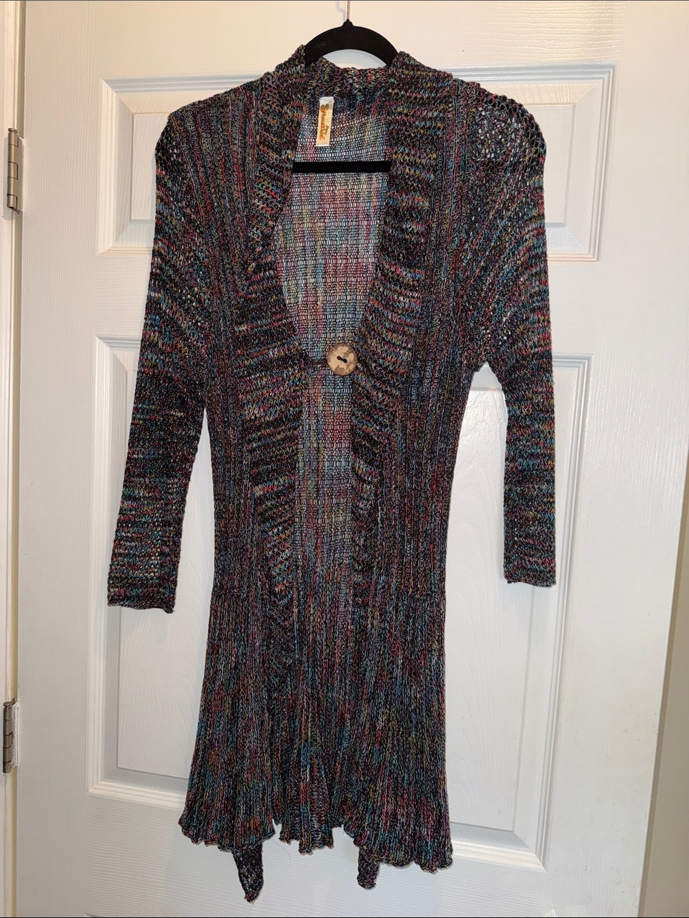 Shoreline Multicolor Marled Knit Long Cardigan Duster Sweater Boho